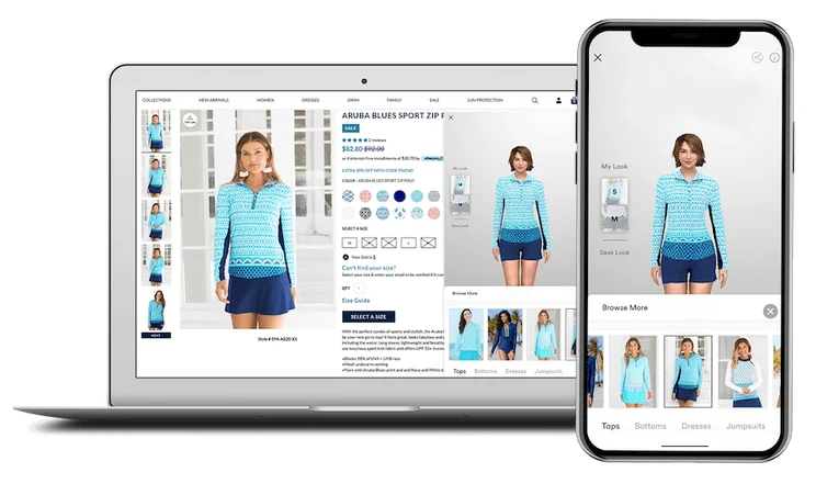 Style.me virtual fitting room personalized shopping blue shirt example