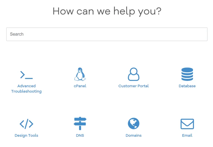 HostGator knowledge base search bar