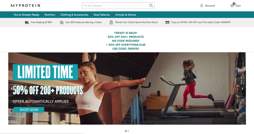 MyProtein homepage