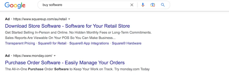 PPC SERP results