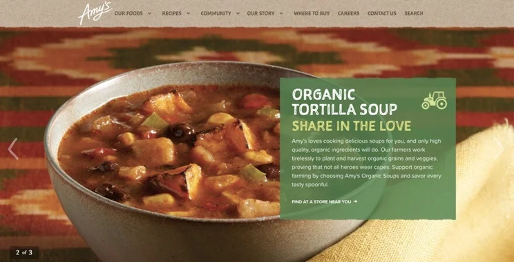 Amy's website homepage with a new, more modern design