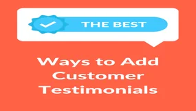 Orange background with "Best Ways To Add Customer Testimonials" in white text