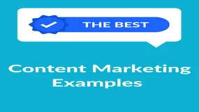 Turquoise background with "Content Marketing Examples" in white text