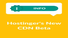 Yellow background with "Hostinger's new CDN beta" in white text