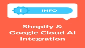 Red background with "Shopify & Google Cloud AI Integration" in white text