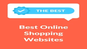 Red background with "Best Online Shopping Websites" in white text