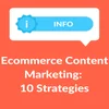 Orange background with "Ecommerce Content Marketing: 10 Strategies" in white text