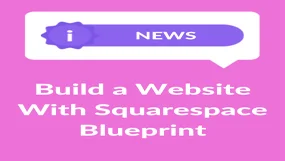 Pink background with "Build a Website With Squarespace Blueprint" in white text