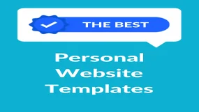 Blue background with "Personal Website Templates" in white text
