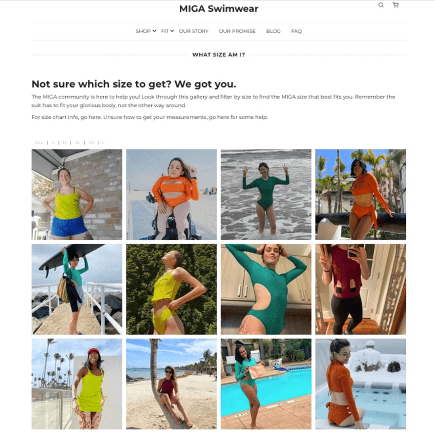 MIGA swimwear gallery of customers in swimwear