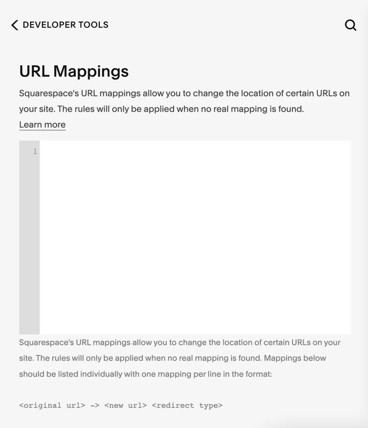 Squarespace URL mappigs feature