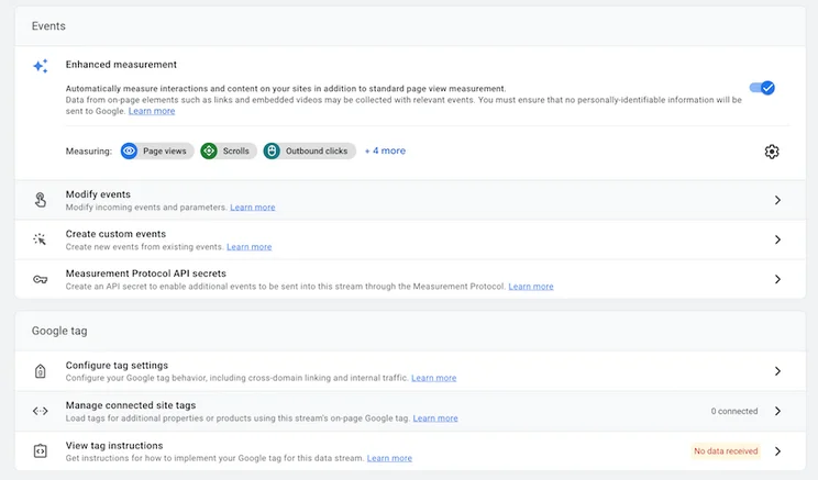 GA4 screenshot configure advanced settings