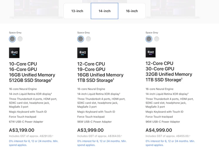 Apple product page screenshot