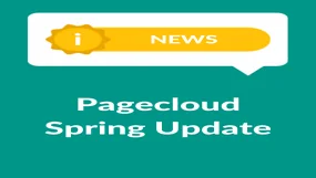Green background with "Pagecloud Spring Update" in white text