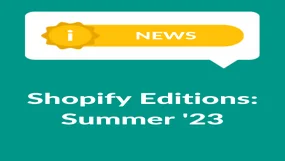 Green background with "Shopify Editions: Summer '23" in white text