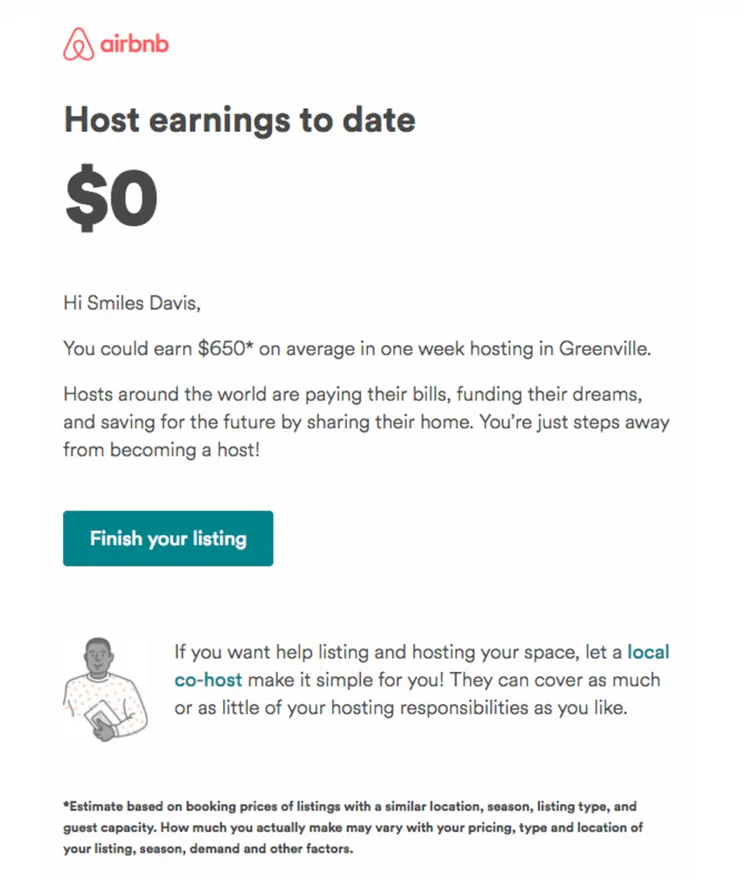 Airbnb win back email example