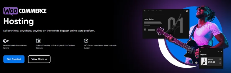 Guy holding a guitar next to a music website graphic.