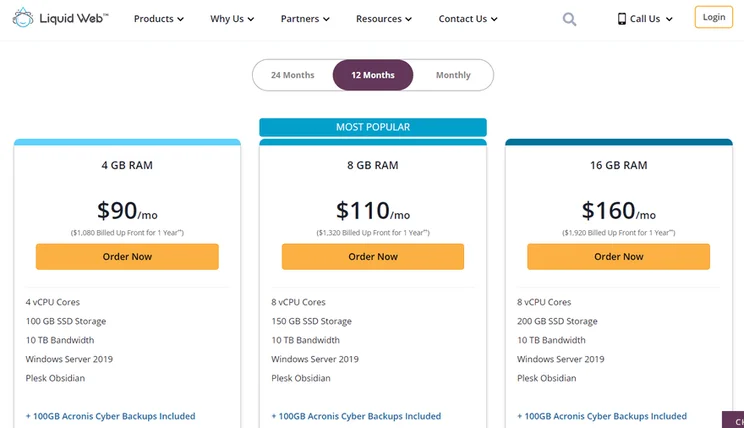 Three pricing rectangles with list of features and a yellow button.