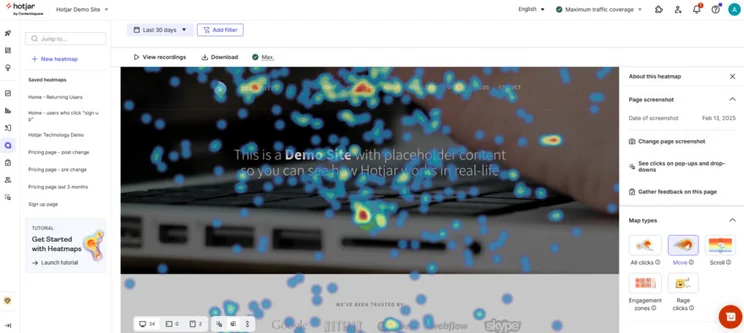 Heatmap on demo site