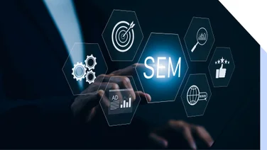 Hands tapping a screen that says "SEM"