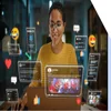 hologram social media around female
