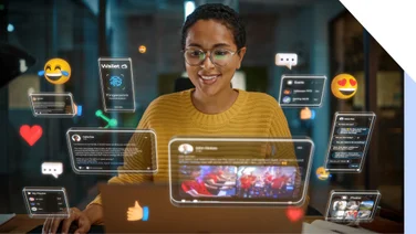 hologram social media around female