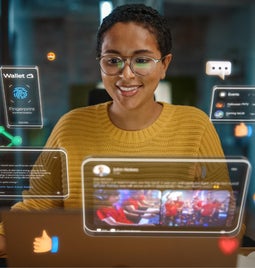 hologram social media around female