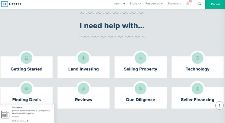 REtipster real estate investor website screenshot 1
