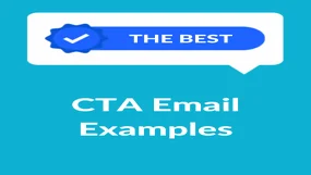Blue background with "CTA email examples" in white text