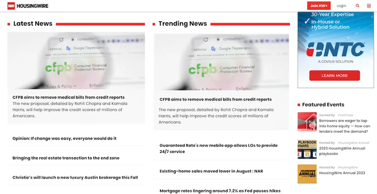 HousingWire real estate investor website screenshot 2