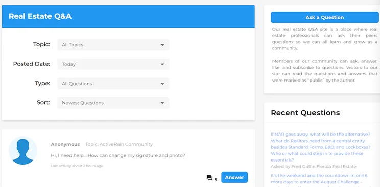 ActiveRain real estate investor website screenshot 2