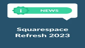 Dark green background with "Squarespace Refresh 2023" in white text