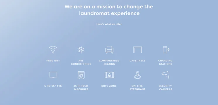 Copy for Upstate Laundromat displaying about its mission to change the laundromat experience.