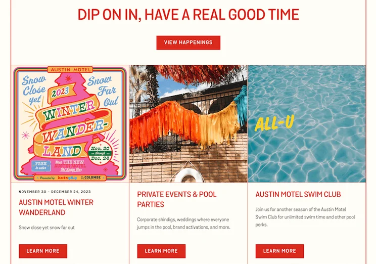 Austin Motel website screenshot 2