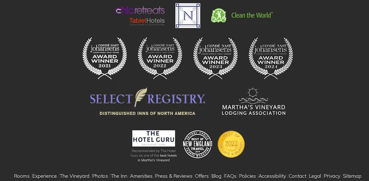 Nobnocket Boutique Inn website screenshot 2