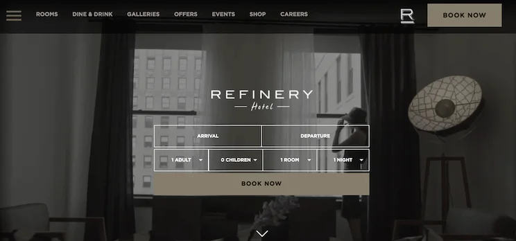 Refinery Hotel website screenshot 1
