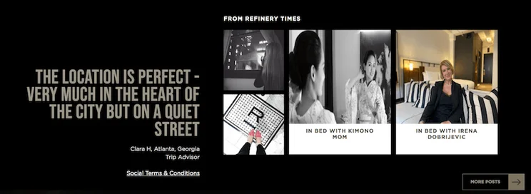 Refinery Hotel website screenshot 3