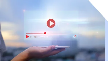 Hologram of a playable video above a person's hand