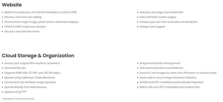 PhotoShelter features screenshot 1