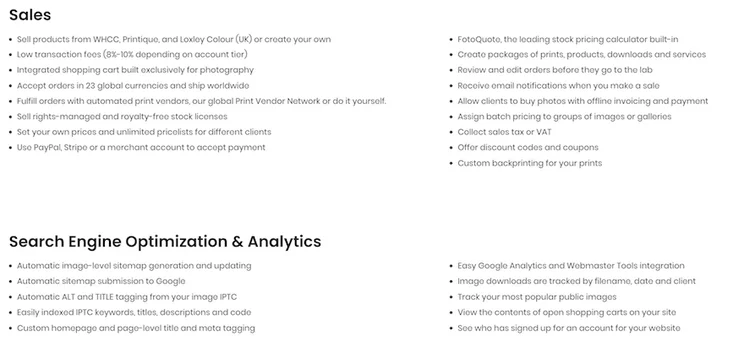 PhotoShelter features screenshot 2