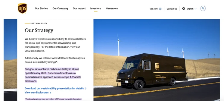 UPS carbon neutral goals
