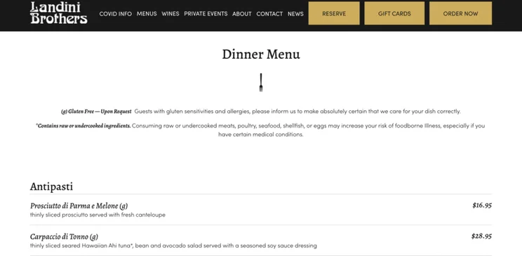 Landini Brothers website