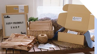 Eco friendly packaging materials on a desk