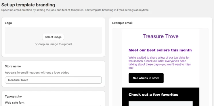 Shopify email campaign editor