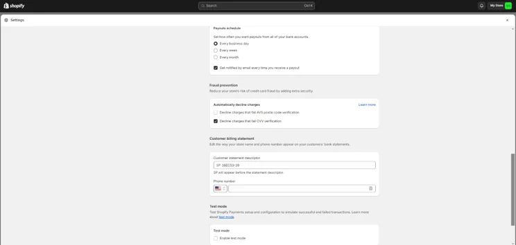 Screenshot of Shopify's fraud detection tools from the Shopify Payments dashboard.