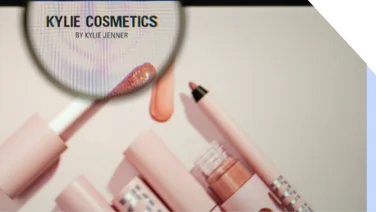 Magnifying glass looking at Kylie Cosmetics website