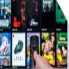Blurred image of Netflix's content with a hand holding a TV remote pointing at the screen