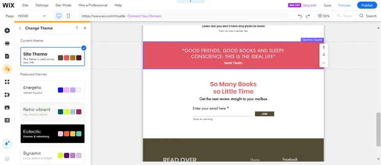 Screenshot of a contact form and quote section on the Wix editor.