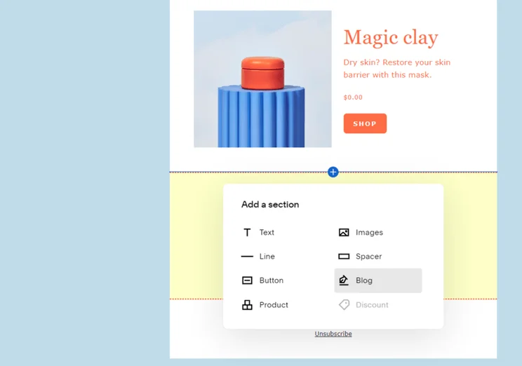 Adding a blog element to a Squarespace email template