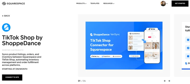 TikTok Shop plugin in Squarespace